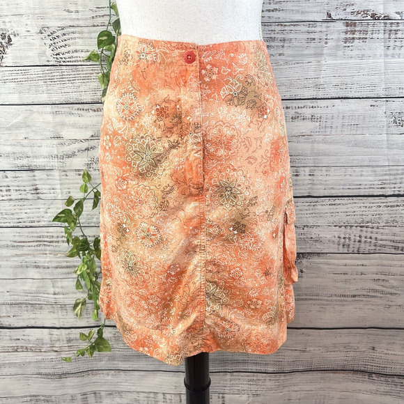 Guide Series Skirt sz 6 Orange Floral Knee A Line Stretch Pockets Cargo Outdoor - Picture 1 of 16